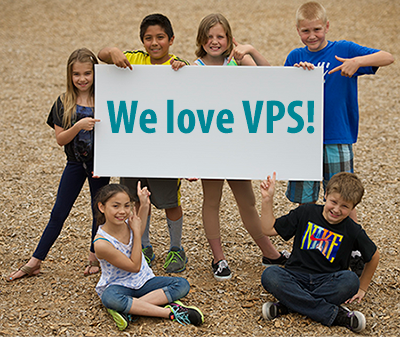 Photo: Students with a sign that says…we love VPS!
