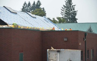 Photo of roof repairs at Gaiser Middle School