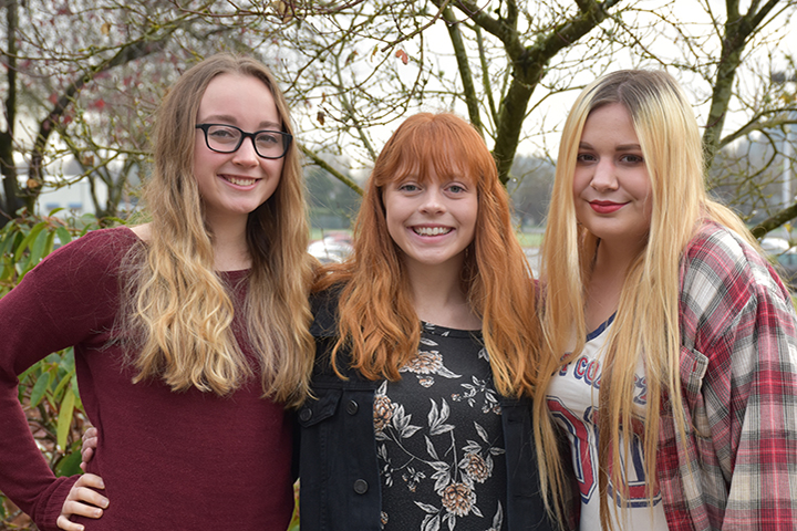 Photo of three Fort Vancouver High School students whose writing was published in a literary journal