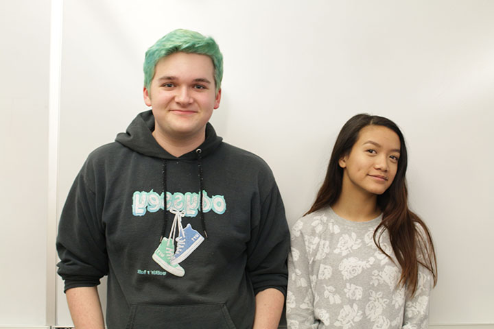 Photo of two iTech Prep students who created a video on body image
