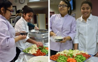 Culinary Arts students set up food for the patron tour lunch