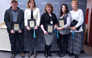 Excellence Award winners Ben Johnston, Sarah Kries, Kim Slater, Katie Hardy and Peggy Hanes