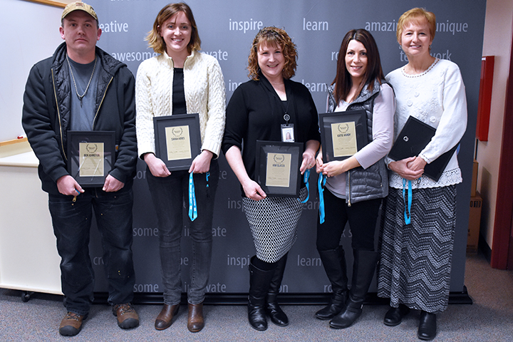 Excellence Award winners Ben Johnston, Sarah Kries, Kim Slater, Katie Hardy and Peggy Hanes
