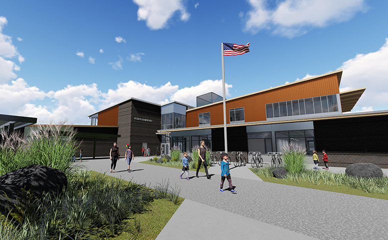 Rendering of the entrance to the new Ogden Elementary