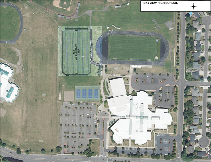 Skyview aerial map of new turf fields
