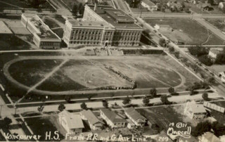 Aerial photo of Vancouver High School and the surrounding neighborhood.