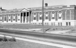 Shumway junior high school brick building with columns