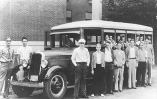 Felida School bus, driver and students