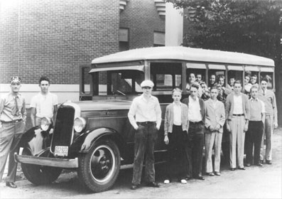 Felida School bus, driver and students