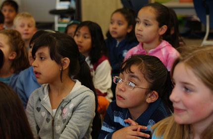Students in the dual language classroom at Sarah J. Anderson Elementary School