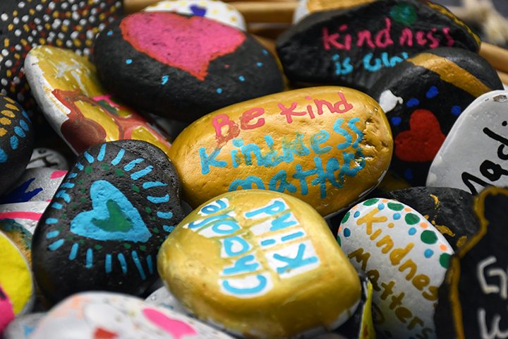 Franklin students painted rocks with positive messages