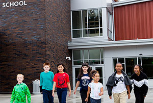 Students in front of Ogden Elementary School