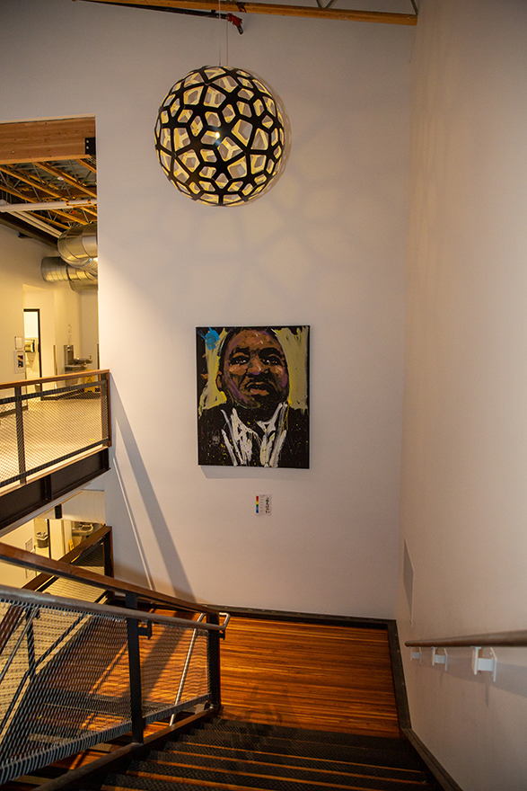 Stairway with photo of Dr. Martin Luther King Jr.