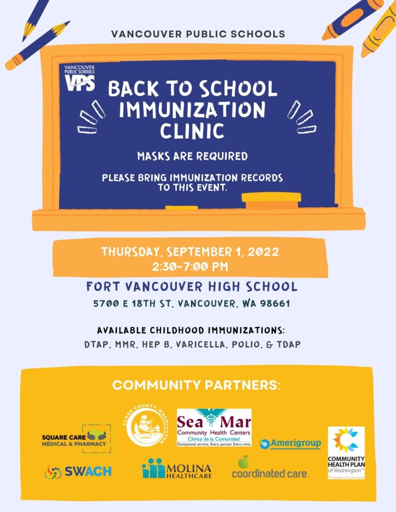 Back-To-School Student Immunization Clinics Added for Aug. 18