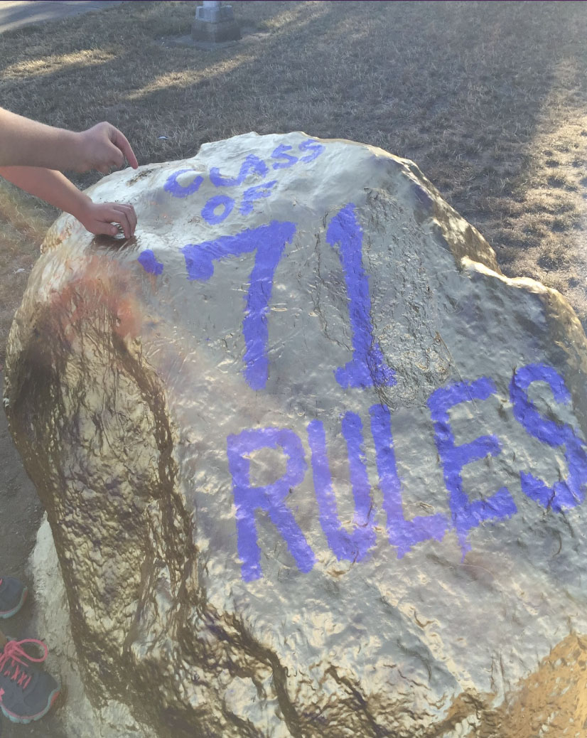 Class of 71 rules painted rock