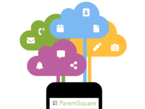 ParentSquare graphic with icons
