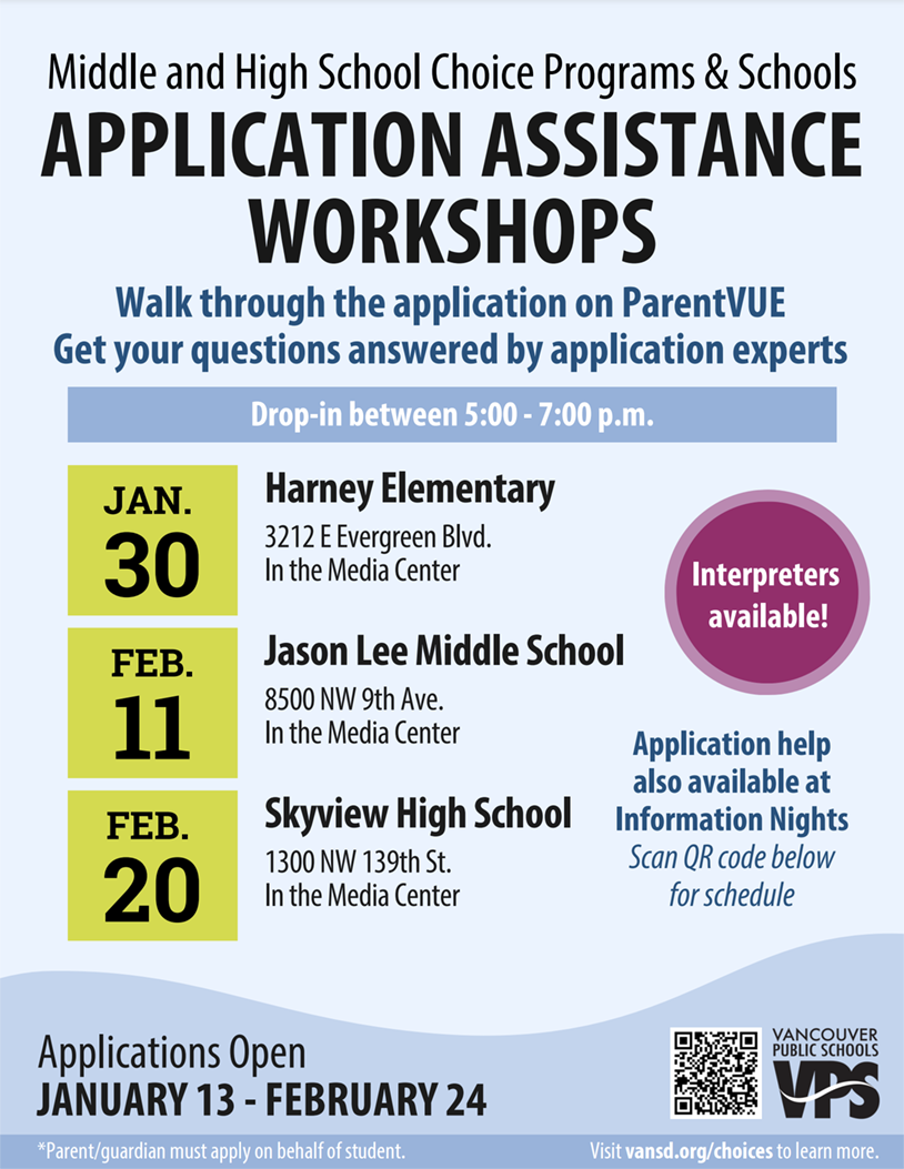 Middle and High School Choice Programs and Schools Application Assistance Workshops